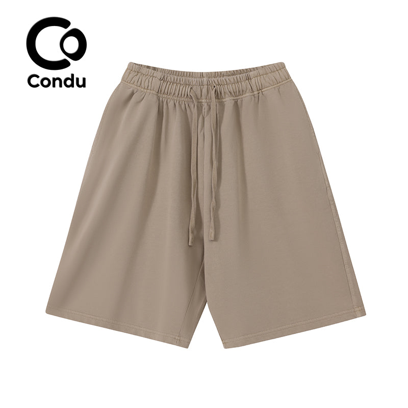 High Quality Acid Wash Ombre Cotton Shorts 100% Soft Vintage Gradient Heavyweight Summer Bottoms Street