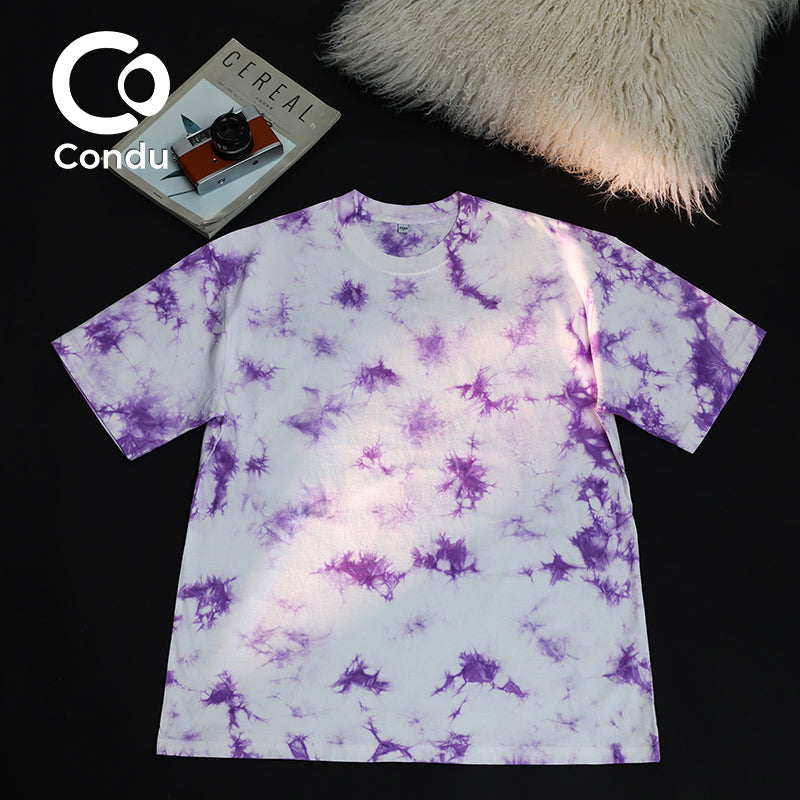 Premium 270gsm Heavyweight Cotton T-Shirt with Unique Tie Dye Pattern - Solid & Soft Unisex Tee