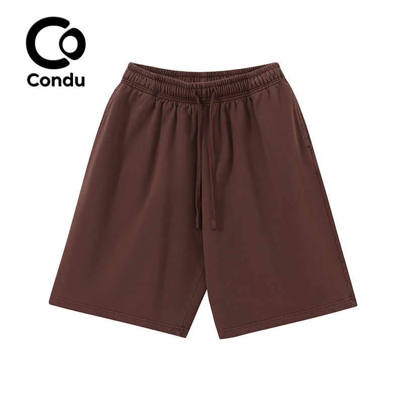 High Quality Acid Wash Ombre Cotton Shorts 100% Soft Vintage Gradient Heavyweight Summer Bottoms Street