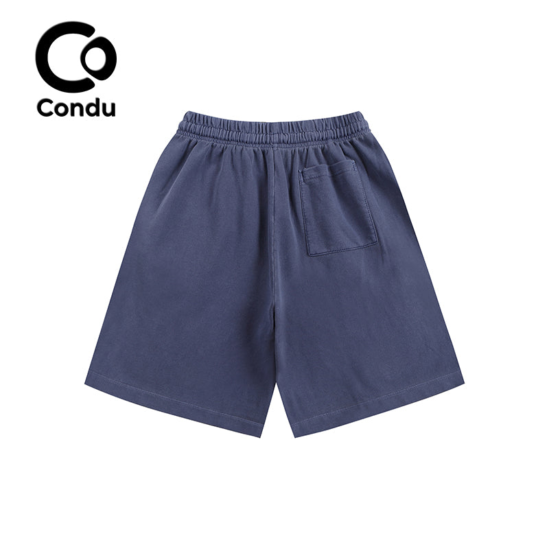 High Quality Acid Wash Ombre Cotton Shorts 100% Soft Vintage Gradient Heavyweight Summer Bottoms Street