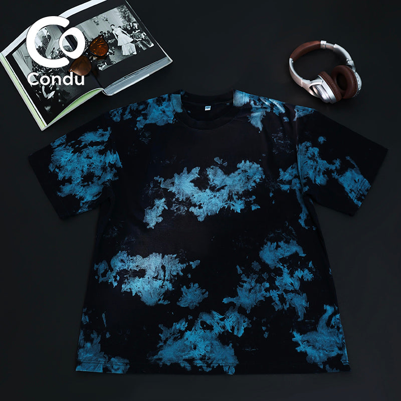 Unique Dyed Design Heavy Cotton Tee - 270gsm Breathable Tie Dye Short Sleeve Shirt for Daily Wear