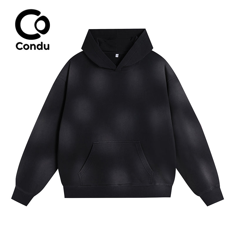 Comfortable Marl Wash Ripped Cotton Hoodie - 100% Soft Vintage Destroyed Streetwear Sweatshirt Unisex