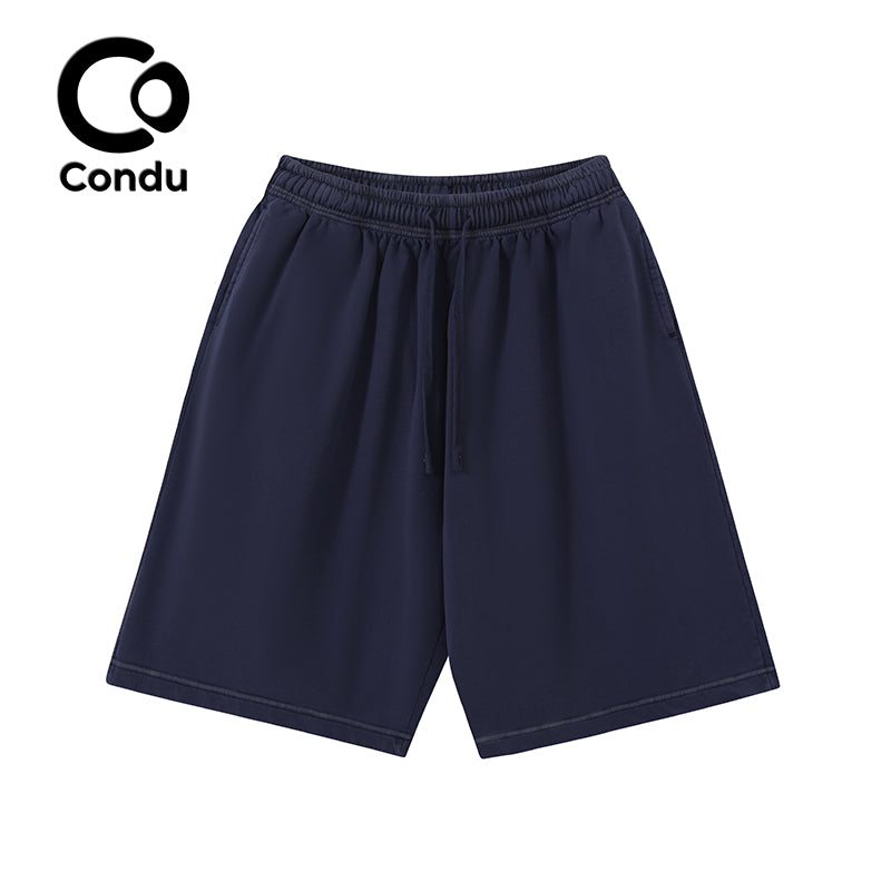 High Quality Acid Wash Ombre Cotton Shorts 100% Soft Vintage Gradient Heavyweight Summer Bottoms Street