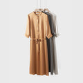 Factory Wholesale Short Sleeve Mid Length Mulberry Silk Dress 16momme 100% Silk Dresses Women
