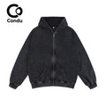 Vintage Acid Wash Distressed Hoodie 100% Cotton Soft Heavyweight Streetwear Sweatshirt Unisex