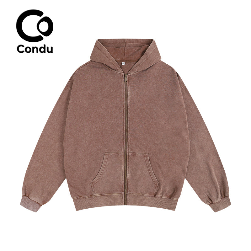 Comfortable Acid Wash Distressed Cotton Hoodie 100% Soft Vintage Destroyed Streetwear Sweatshirt Unisex