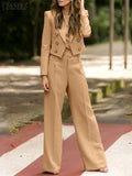 ZANZEA Fashion Women Blazer Suits Wide Leg Trouser Long Sleeve Blazer Solid Elegant 2-Piece Sets Casual Streetwear Pant Sets