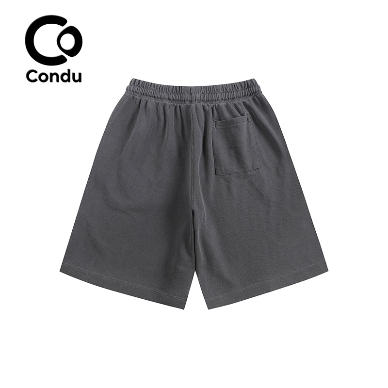 High Quality Acid Wash Ombre Cotton Shorts 100% Soft Vintage Gradient Heavyweight Summer Bottoms Street