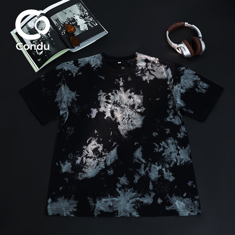Unique Dyed Design Heavy Cotton Tee - 270gsm Breathable Tie Dye Short Sleeve Shirt for Daily Wear